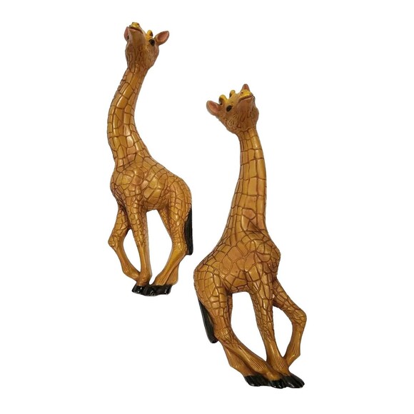 VTG HOMCO Giraffe 3D Wall Hanging Decor Plaque Lot of 2 Safari Animal 17in 1077 - Picture 1 of 11